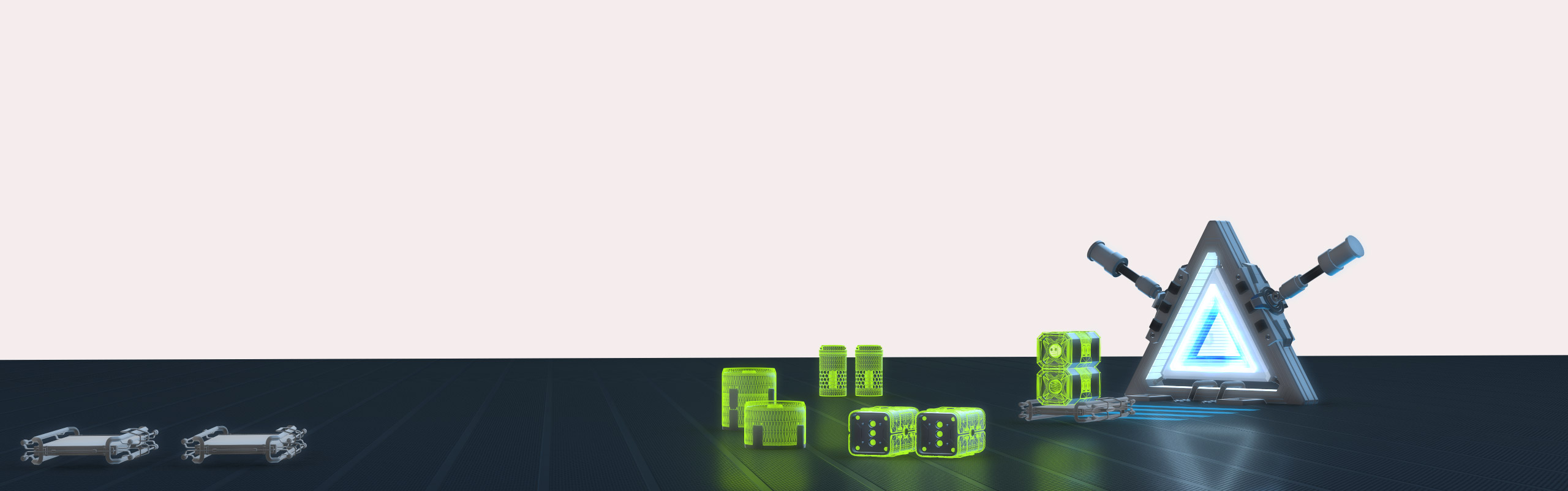 SparkPackers virtual future stage with transmitter, hover boards and serum wavetable tools, ready to beam your music production to the future. A sound pack for tomorrow!