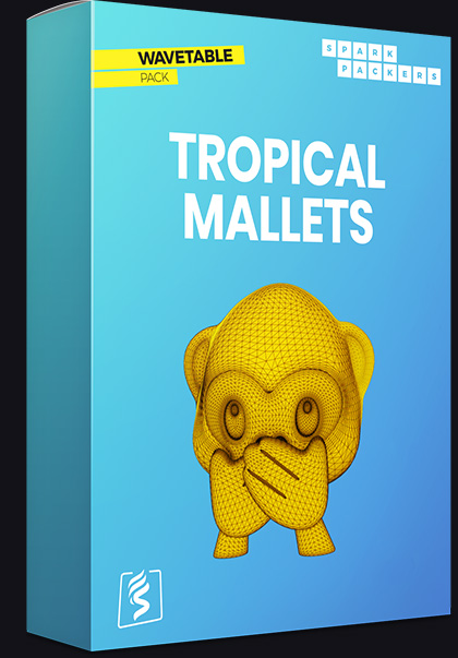 Transient-rich, clean and colorful Serum Wavetables - Virtual box of the pack called Tropical Mallets