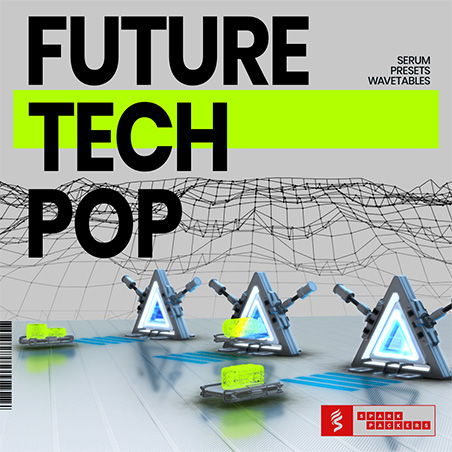 Cover photo of the virtual Serum Preset Pack box called Future Pop showing virtual gates that beam your production to the next level