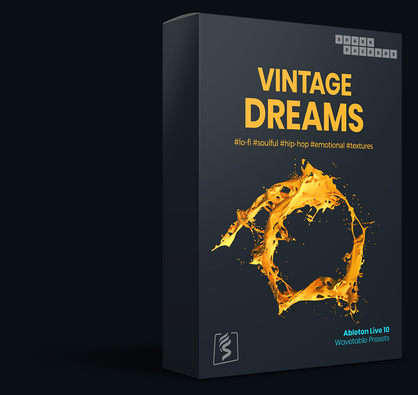 Virtual box for the Ableton Wavetable Presets pack called Vintage Dreams with custom built wavetables and lo-fi presets for ableton live 10