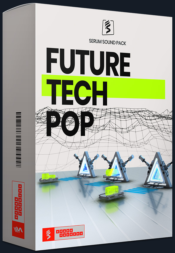 SparkPackers virtual box showing a virtual future stage that is the cover of our Sound Pack 'Future Tech Pop